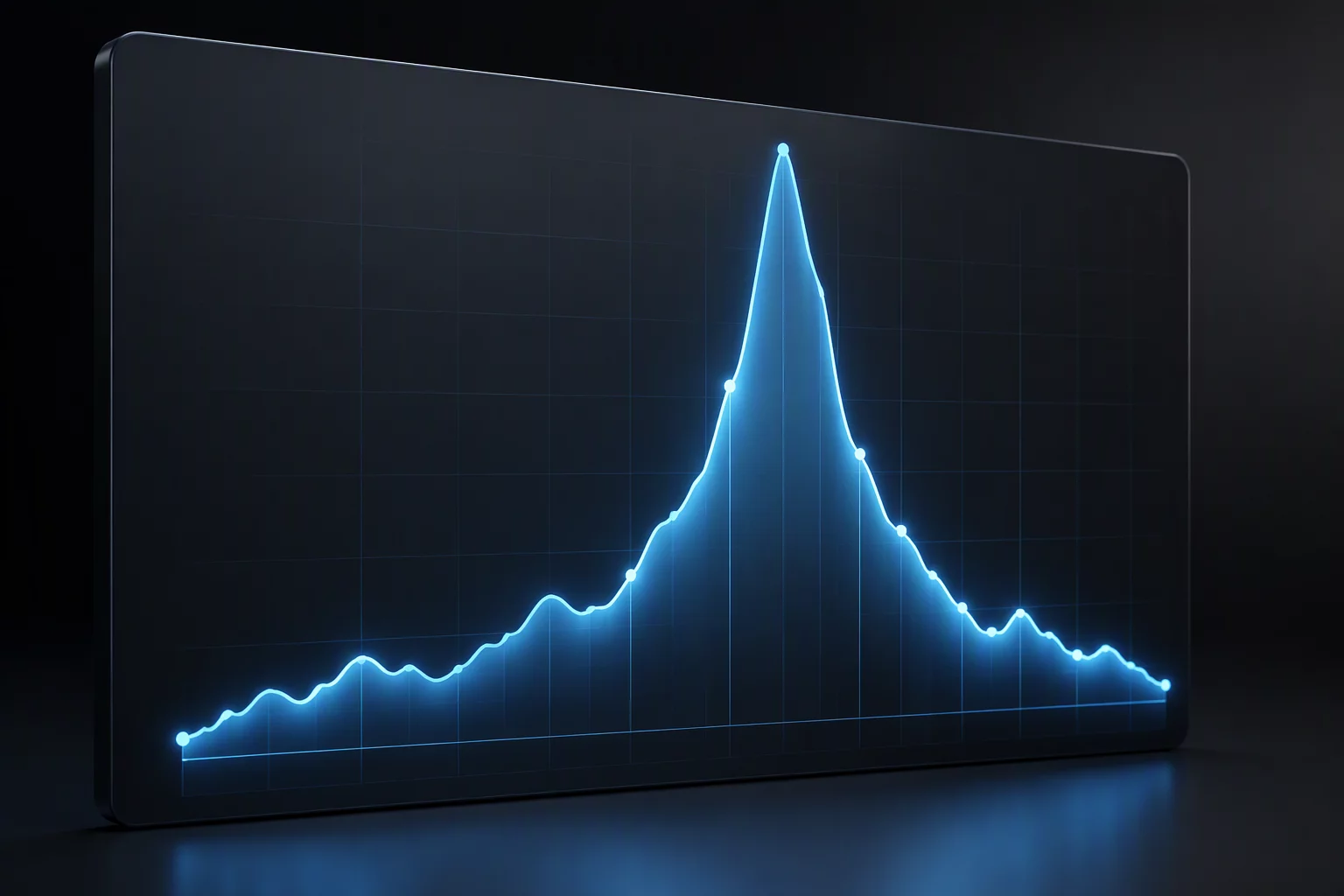 Single high peak in statistical line chart